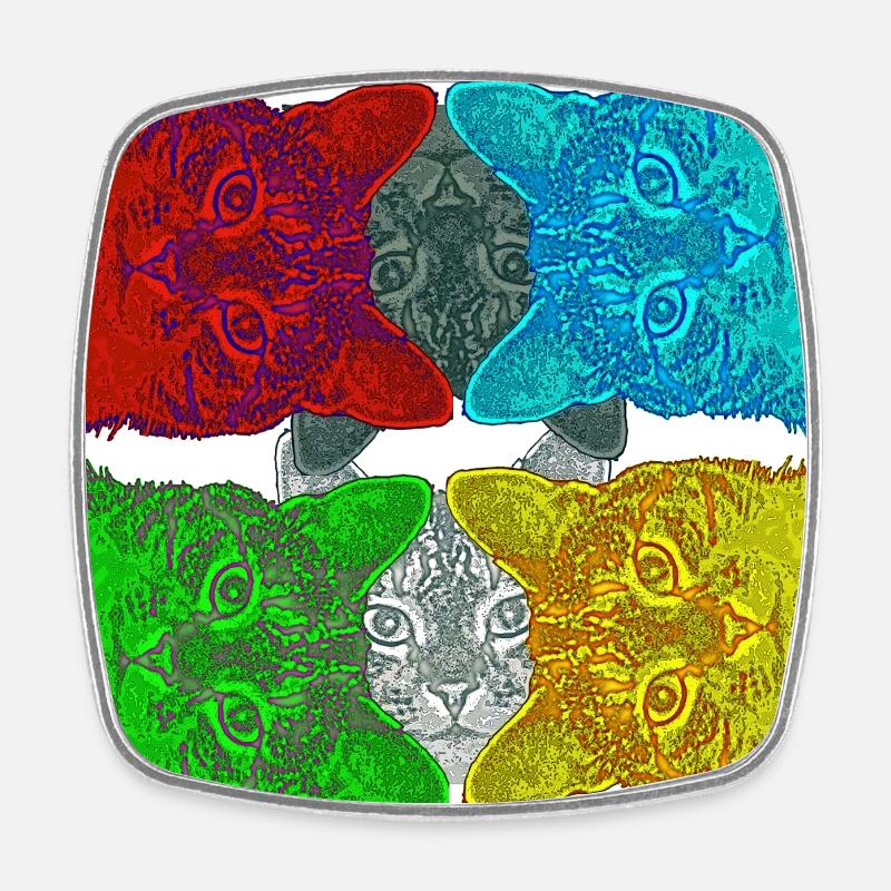 Colourful Cats (Pop Art) designed by HeiArts - Square fridge magnet - white