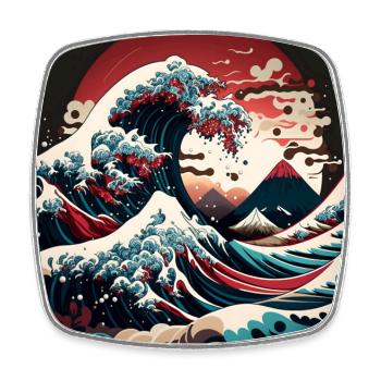 Ukiyo Wave Japanese Art - Square fridge magnet - white - Front