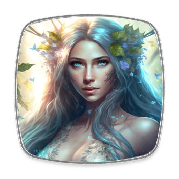 Beautiful Fantasy Forest Fairy - Square fridge magnet - white - Front