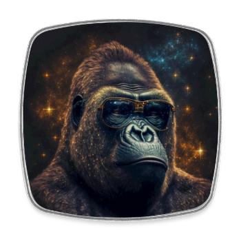 Stardust Gorilla - KI generierte Kunst - AI Art - Viereckiger Kühlschrankmagnet - Weiß - Vorne