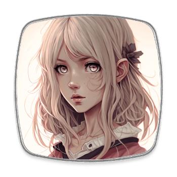 Süßes blondes Anime-Mädchen - Viereckiger Kühlschrankmagnet - Weiß - Vorne