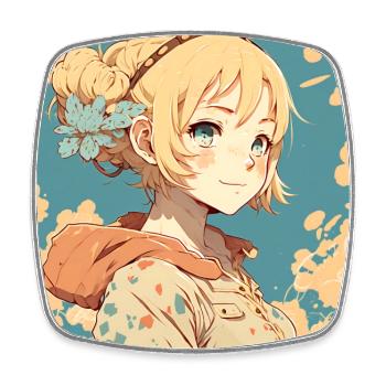 Süßes blondes Anime-Mädchen - Viereckiger Kühlschrankmagnet - Weiß - Vorne