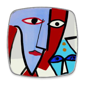 Cubisme Style Mozaik #07 - Magnet carré - blanc - Devant