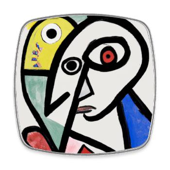 Cubism Style Mozaik #006 - Square fridge magnet - white - Front