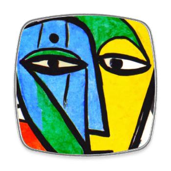 Cubisme Style Mozaik #004 - Magnet carré - blanc - Devant