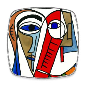 Cubisme Style Mozaik #003 - Magnet carré - blanc - Devant