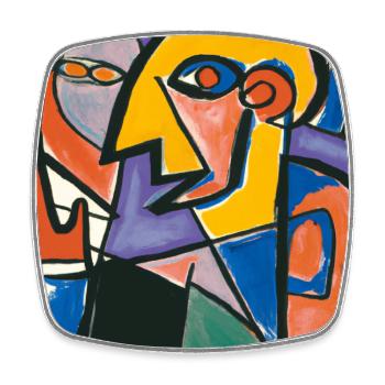 Cubisme Style Mozaik #001 - Magnet carré - blanc - Devant
