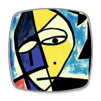 Cubisme Style Mozaik #002 - Magnet carré - blanc - Devant