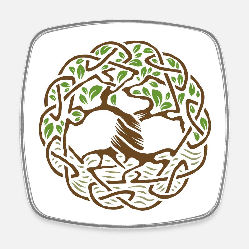 Celtic Tree - Square fridge magnet - white