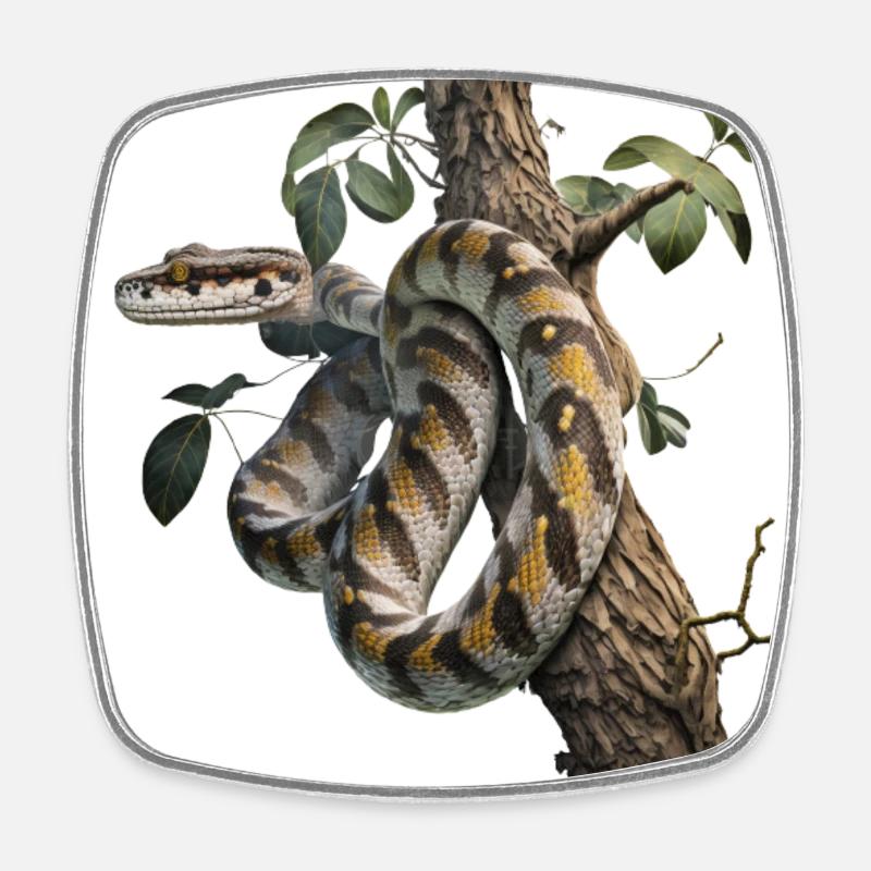 Python dans l’arbre : un animal majestueux - Magnet carré - blanc