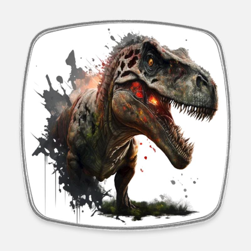 A real Dino King: The T-Rex in action - Square fridge magnet - white