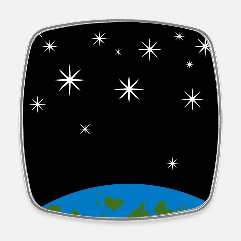 Earth and Stars - Square fridge magnet - white