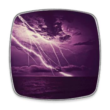 Stormy sea, purple lightning on the horizon - Square fridge magnet - white - Front