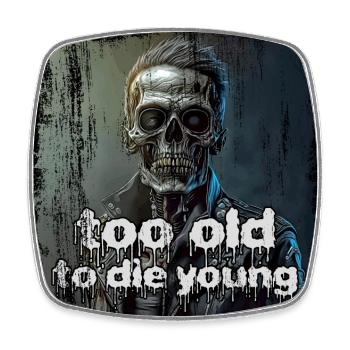 old rocker zombie skull - Viereckiger Kühlschrankmagnet - Weiß - Vorne