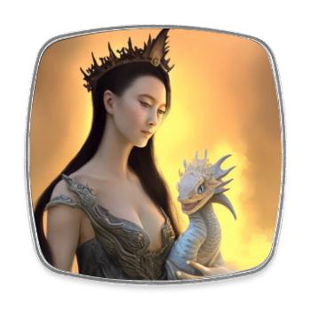 Dragon and Asian Queen - Square fridge magnet - white - Front