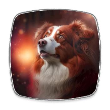 Red Australian shepherd - Viereckiger Kühlschrankmagnet - Weiß - Vorne