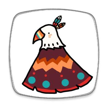 Indianer Vogel - Viereckiger Kühlschrankmagnet - Weiß - Vorne