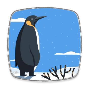 Pinguin im Schnee - Viereckiger Kühlschrankmagnet - Weiß - Vorne