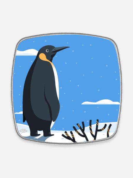 Pinguin im Schnee - Viereckiger Kühlschrankmagnet - Weiß