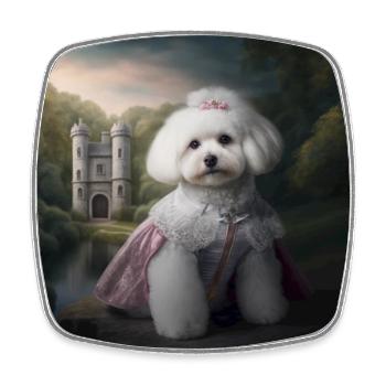 Chien Bichon Princesse 2 - Magnet carré - blanc - Devant