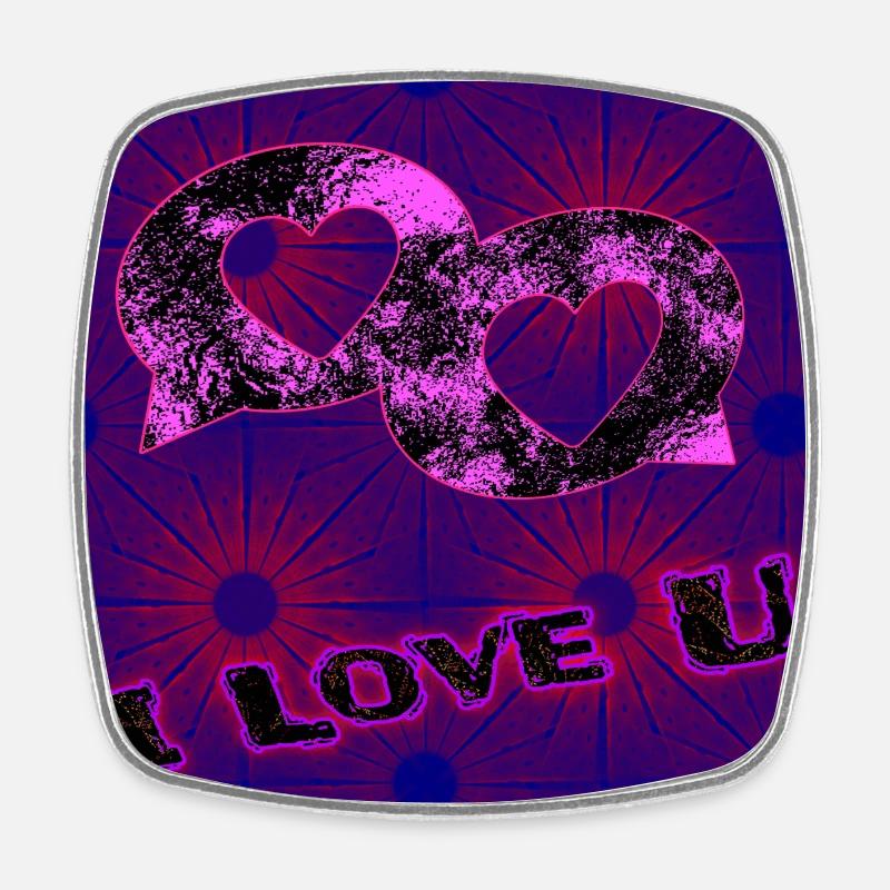 I love you - Square fridge magnet - white