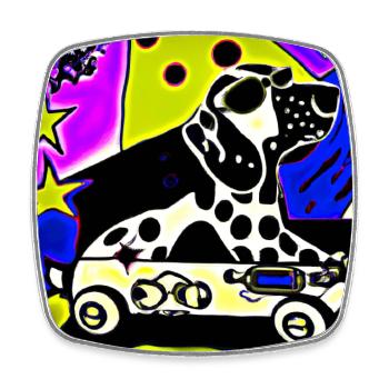 Dog with glasses Pop Art SabineVegan HerzAufShirt - Square fridge magnet - white - Front