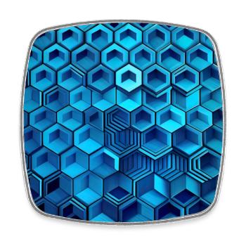 Modernes geometrisches blaues Sechseck - Viereckiger Kühlschrankmagnet - Weiß - Vorne