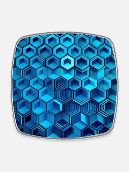 Modernes geometrisches blaues Sechseck - Viereckiger Kühlschrankmagnet - Weiß