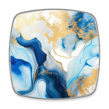Blue Modern Marble - Square fridge magnet - white - Front
