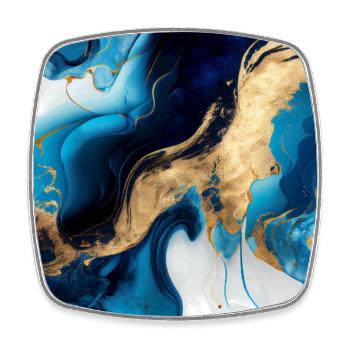Blue Modern Marble - Square fridge magnet - white - Front