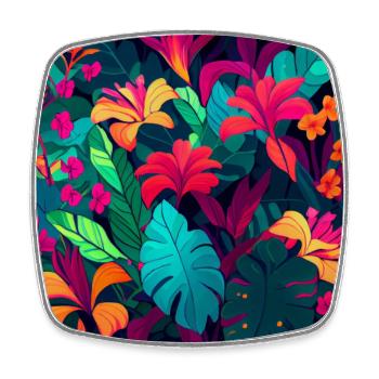 Floral Bright Tropical Flowers - Square fridge magnet - white - Front