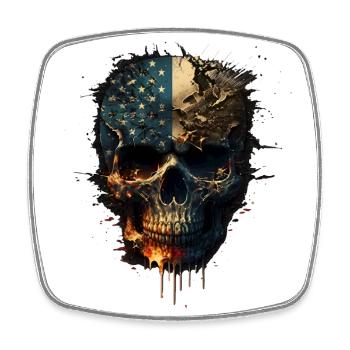 Totenkopf in schwarzen Farben mit der amerikanischen Flagge. - Viereckiger Kühlschrankmagnet - Weiß - Vorne