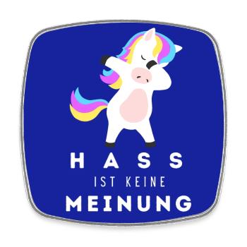 Einhorn Hass ist keine Meinung - Viereckiger Kühlschrankmagnet - Weiß - Vorne
