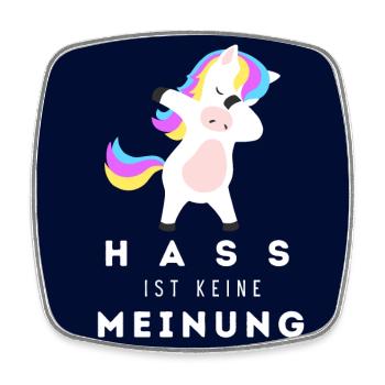 Einhorn Hass ist keine Meinung BS - Viereckiger Kühlschrankmagnet - Weiß - Vorne