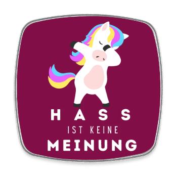 Einhorn Hass ist keine Meinung BDR - Viereckiger Kühlschrankmagnet - Weiß - Vorne