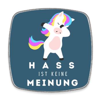 Einhorn Hass ist keine Meinung BP - Viereckiger Kühlschrankmagnet - Weiß - Vorne