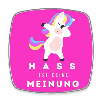 Einhorn Hass ist keine Meinung BLP - Viereckiger Kühlschrankmagnet - Weiß - Vorne