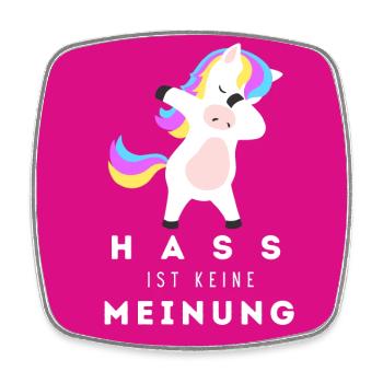 Einhorn Hass ist keine Meinung BDP - Viereckiger Kühlschrankmagnet - Weiß - Vorne