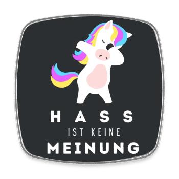 Einhorn Hass ist keine Meinung BDG - Viereckiger Kühlschrankmagnet - Weiß - Vorne