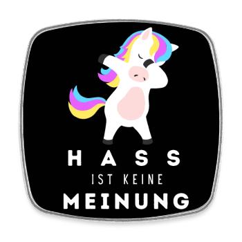 Einhorn Hass ist keine Meinung BS 2 - Viereckiger Kühlschrankmagnet - Weiß - Vorne