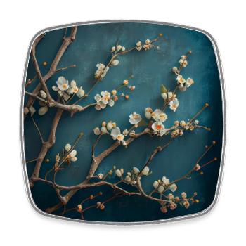 Cherry Blossem Blue - Square fridge magnet - white - Front