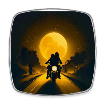 Couple Riding Motorcycle - Square fridge magnet - white - Front