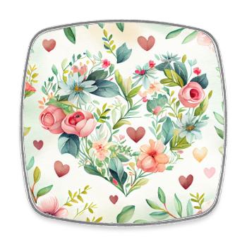 Fleurs sauvages Cœur de fleur - Magnet carré - blanc - Devant