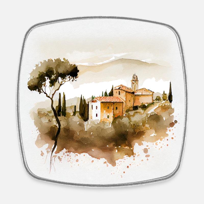 Paysage italien de Toscane - Magnet carré - blanc