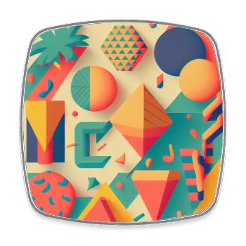 Vintage 90s Motif Géométrique - Magnet carré - blanc - Devant