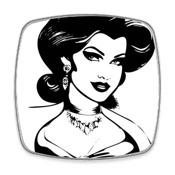 Pin Up Girl - Viereckiger Kühlschrankmagnet - Weiß - Vorne