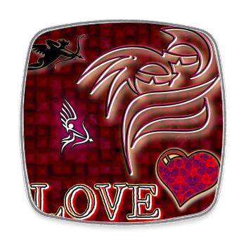 LOVE - Image - 2023 - Square fridge magnet - white - Front