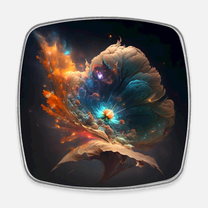 Fleur spatiale - Magnet carré - blanc