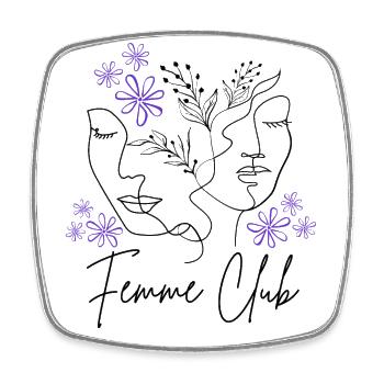 Femme Club - Journée des femmes - 8 mars - Magnet carré - blanc - Devant