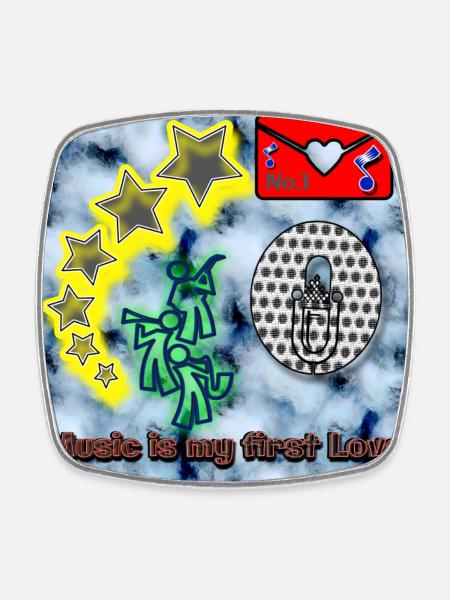 Music is my first Love - Image - 2023 - Square fridge magnet - white